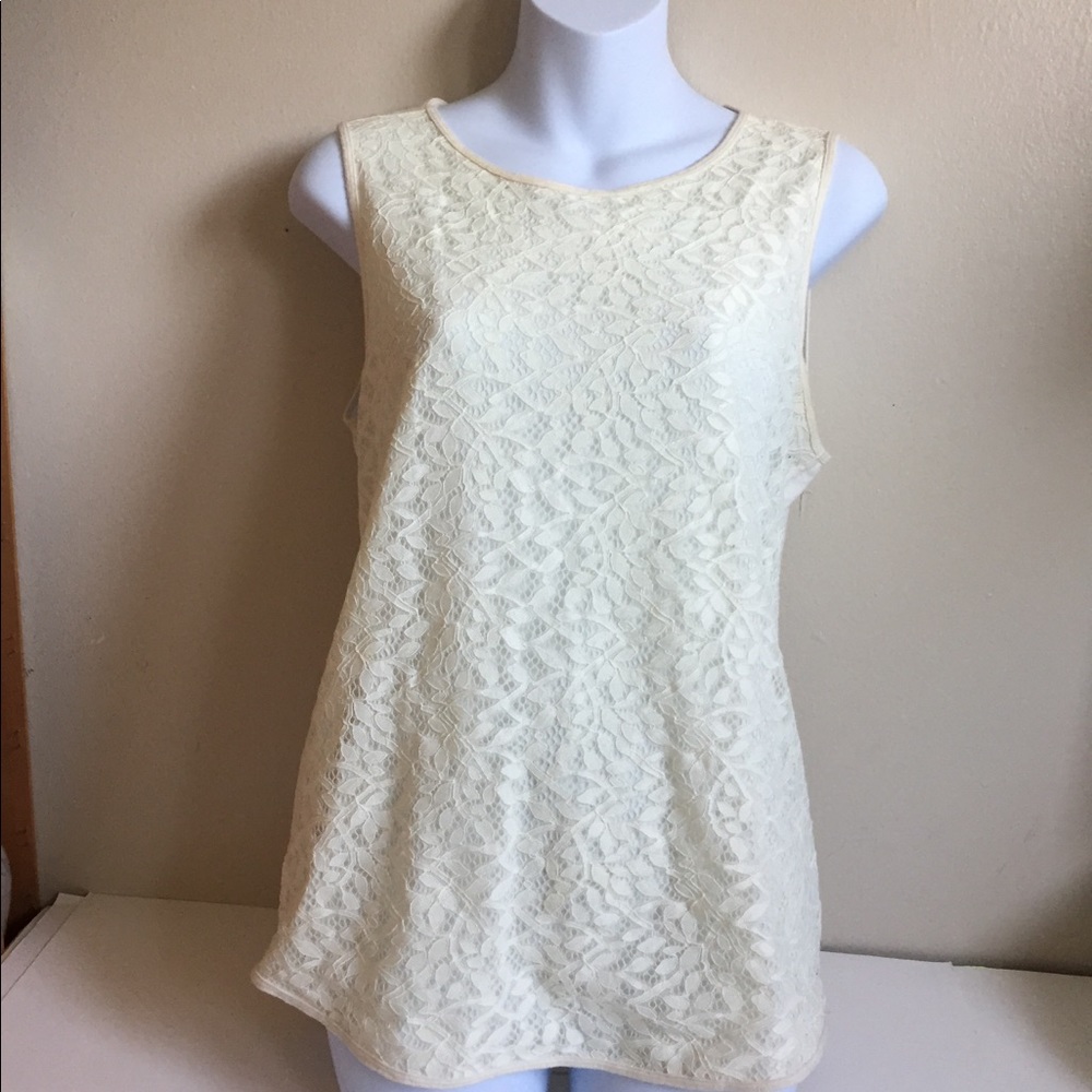 Ann Taylor Loft Cream Sleeveless top M
